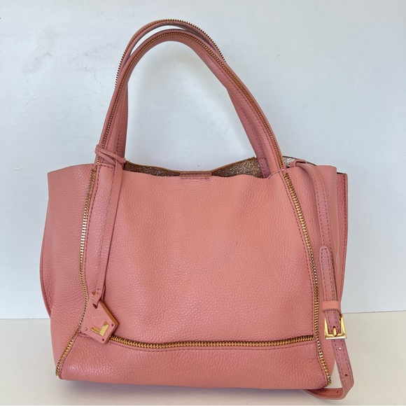 BOTKIER Soho Rossa Pebbled Leather Gold Signature Zip Small Shoulder Bag Tote - Picture 2 of 16